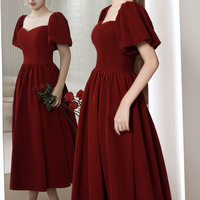 Cute satin short prom dress A line homecoming dress - Thumbnail 8