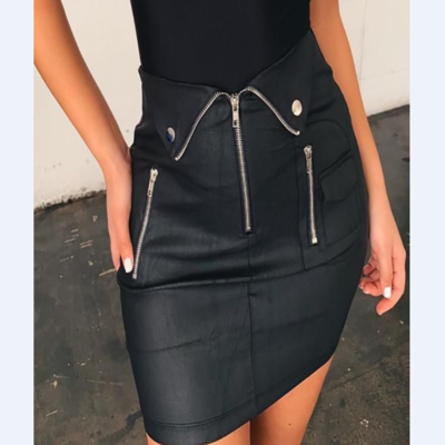 Solid color design black skinny skirt