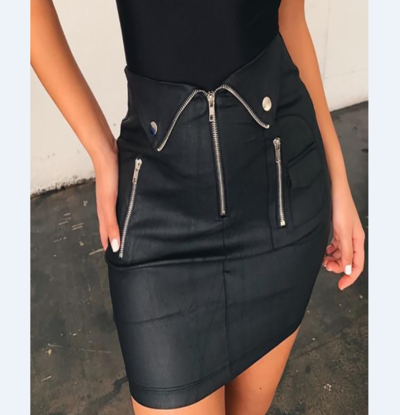 Solid Color Design Black Skinny Skirt