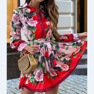 Casual sexy print long sleeve dress