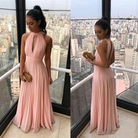 SP2034,Simple pink chiffon full length prom dresses evening dress long prom dress - Thumbnail 1