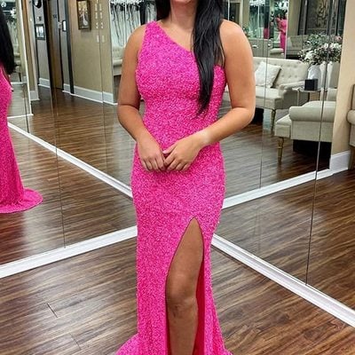 Sp2045,sparkle one shoulder mermaid prom dresses sequin long evening formal gown