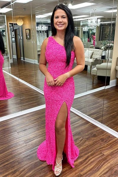 SP2045,Sparkle one shoulder mermaid prom dresses sequin long evening formal gown