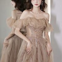 Stylish Irregular Mesh Long Prom Dress Eevening Dress - Thumbnail 2