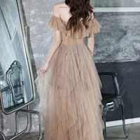 Stylish Irregular Mesh Long Prom Dress Eevening Dress - Thumbnail 5