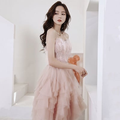 Cute pink tulle short prom dress a line homecoming dress - Thumbnail 1