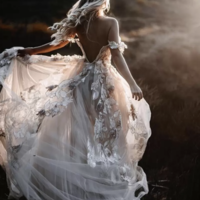 Off the Shoulder Wedding Dresses Bridal Gown with Appliques - Thumbnail 2