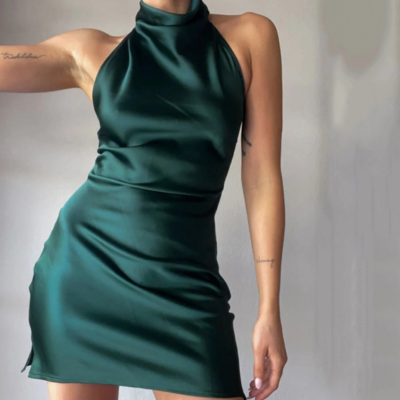 Sexy slim temperament fashion backless hip pack dress