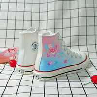 New high-top canvas shoes hand-painted gradient graffiti hand-painted shoes - Thumbnail 2