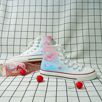 New high-top canvas shoes hand-painted gradient graffiti hand-painted shoes - Thumbnail 5