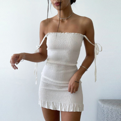 Sexy Solid Color Sling High Waist Dress