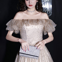 Cute tulle long A line prom dress evening dress - Thumbnail 4