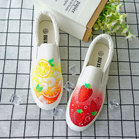 Original new lazy shoes hand-painted citrus strawberry graffiti strapless all-match sneakers couple shoes - Thumbnail 4