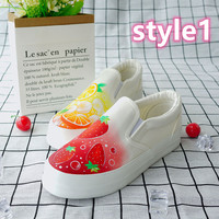 Original new lazy shoes hand-painted citrus strawberry graffiti strapless all-match sneakers couple shoes - Thumbnail 1