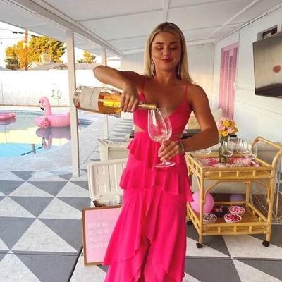 Simple hot pink a-line v neck prom dress  - Thumbnail 3