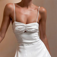 Slim Women'S Fashion White Sling Dress - Thumbnail 1