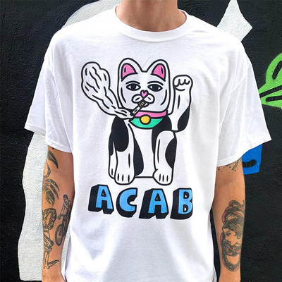 Smoking lucky cat tee