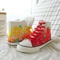 New Strawberry Lemon Hand Painted Shoes - Thumbnail 4