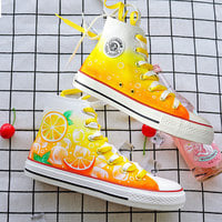 New Strawberry Lemon Hand Painted Shoes - Thumbnail 6