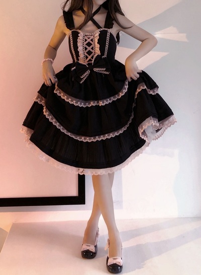 First Love Sweet Sugar Girl Ribbon Lace Strap Dress