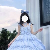 First Love Sweet Sugar Girl Ribbon Lace Strap Dress - Thumbnail 5