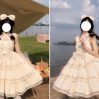 First Love Sweet Sugar Girl Ribbon Lace Strap Dress - Thumbnail 6