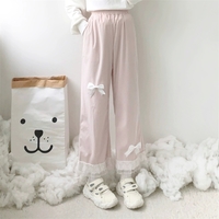 Spring Autumn Soft Bow Pink White Black Blue Trouser Pants - Thumbnail 2