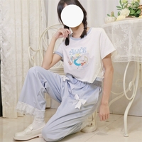 Spring Autumn Soft Bow Pink White Black Blue Trouser Pants - Thumbnail 5