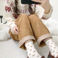Spring Autumn Winter Bear Teddy Embroidery Wide Leg Trouser Pants - Thumbnail 3