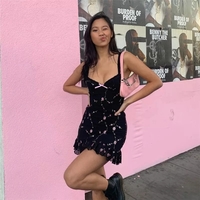 Cute Sweet Flower Mesh Embroidery V-neck Sling A-line Mini Dress Summer Aesthetic Casual E-Girl Kawaii Korean Japanese Harajuku - Thumbnail 2