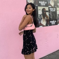 Cute Sweet Flower Mesh Embroidery V-neck Sling A-line Mini Dress Summer Aesthetic Casual E-Girl Kawaii Korean Japanese Harajuku - Thumbnail 3