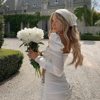 Cute Diamond Ruched Bandage Lace Up Hollow Out Long Sleeve Bodycon Dress Summer Party Club Aesthetic E-Girl Kawaii Korean Japanese Harajuku - Thumbnail 1