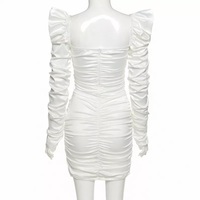 Cute Diamond Ruched Bandage Lace Up Hollow Out Long Sleeve Bodycon Dress Summer Party Club Aesthetic E-Girl Kawaii Korean Japanese Harajuku - Thumbnail 8