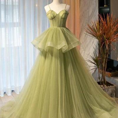 Princess sage green sweetheart layers tulle long party dress  - Thumbnail 3