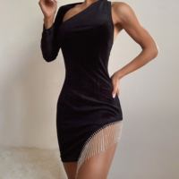 Tight Solid Color Sexy Backless Slim Bag Hip Dress - Thumbnail 2