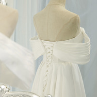 White satin long prom dress white evening dress - Thumbnail 2