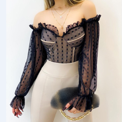 Long sleeve fashion sexy shirt tops - Thumbnail 2