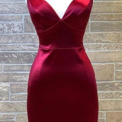 Sexy dark red homecoming dresses, cocktail dresses - Thumbnail 1