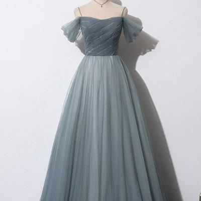 A line gray sweetheart tulle formal prom dress - Thumbnail 3