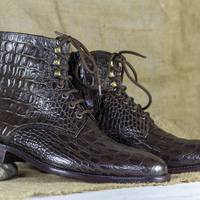 Brown Alligator Boots, Men Letaher Boots, Dress Ankle Boots - Thumbnail 1