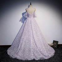Princess Lilac Floral Prom Dress with Cold Sleeves,788 - Thumbnail 2
