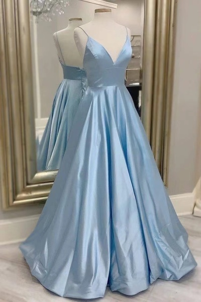 Prom Dresses Spaghetti Straps Sky Blue