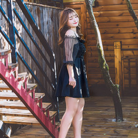 Plus Size Women Summer Vacation Swimsuit Pink & Black Dress - Thumbnail 5