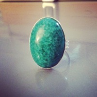 Large Jade Green Stone Ring - Thumbnail 1