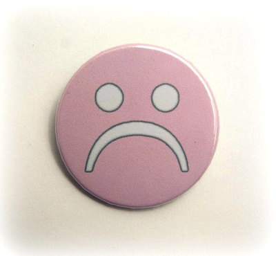 Sad face - pinback button, magnet or clip 1.5 Inch (38mm)