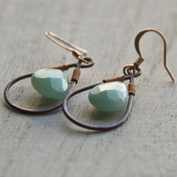 Small Copper Teardrop Earrings - Thumbnail 2