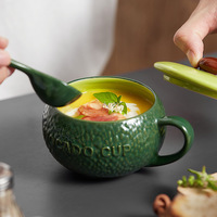 Avocado Cup With Lid And Spoon - Thumbnail 2
