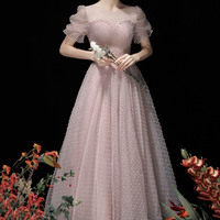 Pink tulle sequins short prom dress homecoming dress - Thumbnail 2