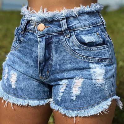 Women's High Waist Ripped Denim Shorts