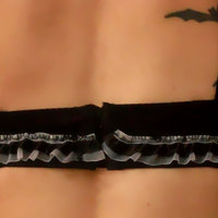 4 way stretch Lycra black and whitre stripe  bralette top - Thumbnail 2